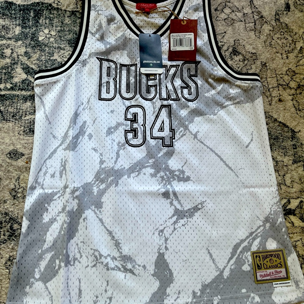Women’s Mitchell & Ness Milwaukee Bucks Jersey Number 34 NBA Large Allen